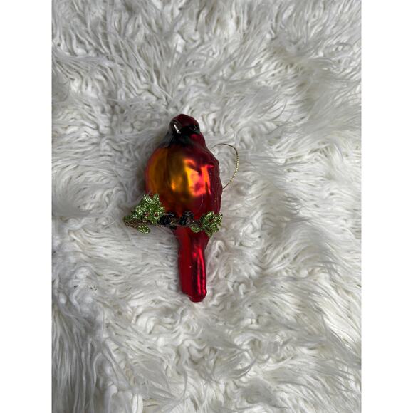 ─୨ৎ─ Robert Stanley Large RED CARDINAL BIRD ON HOLLYBRANCH Hanging Ornament ❌ - Picture 6 of 8
